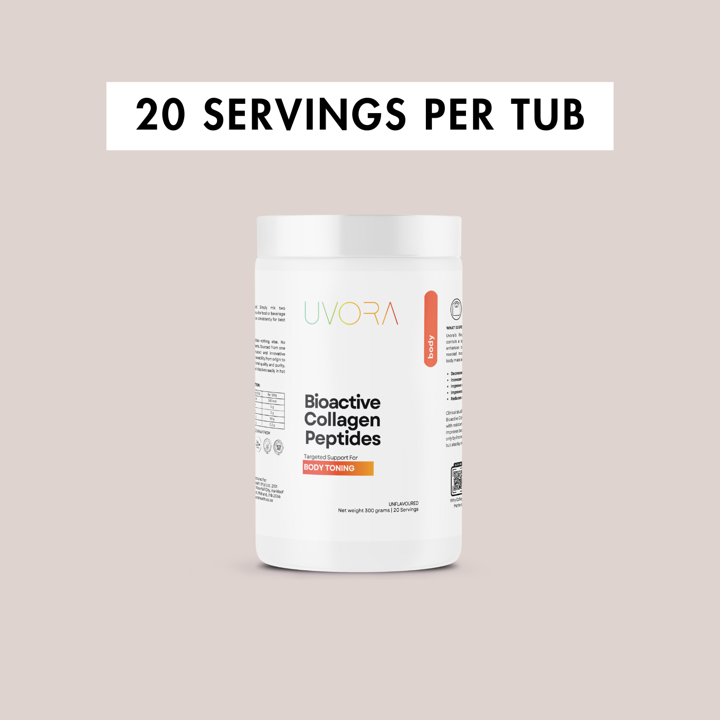 Uvora Body gold collagen – supports lean muscle, body sculpting, and fat reduction with bioactive peptides.
