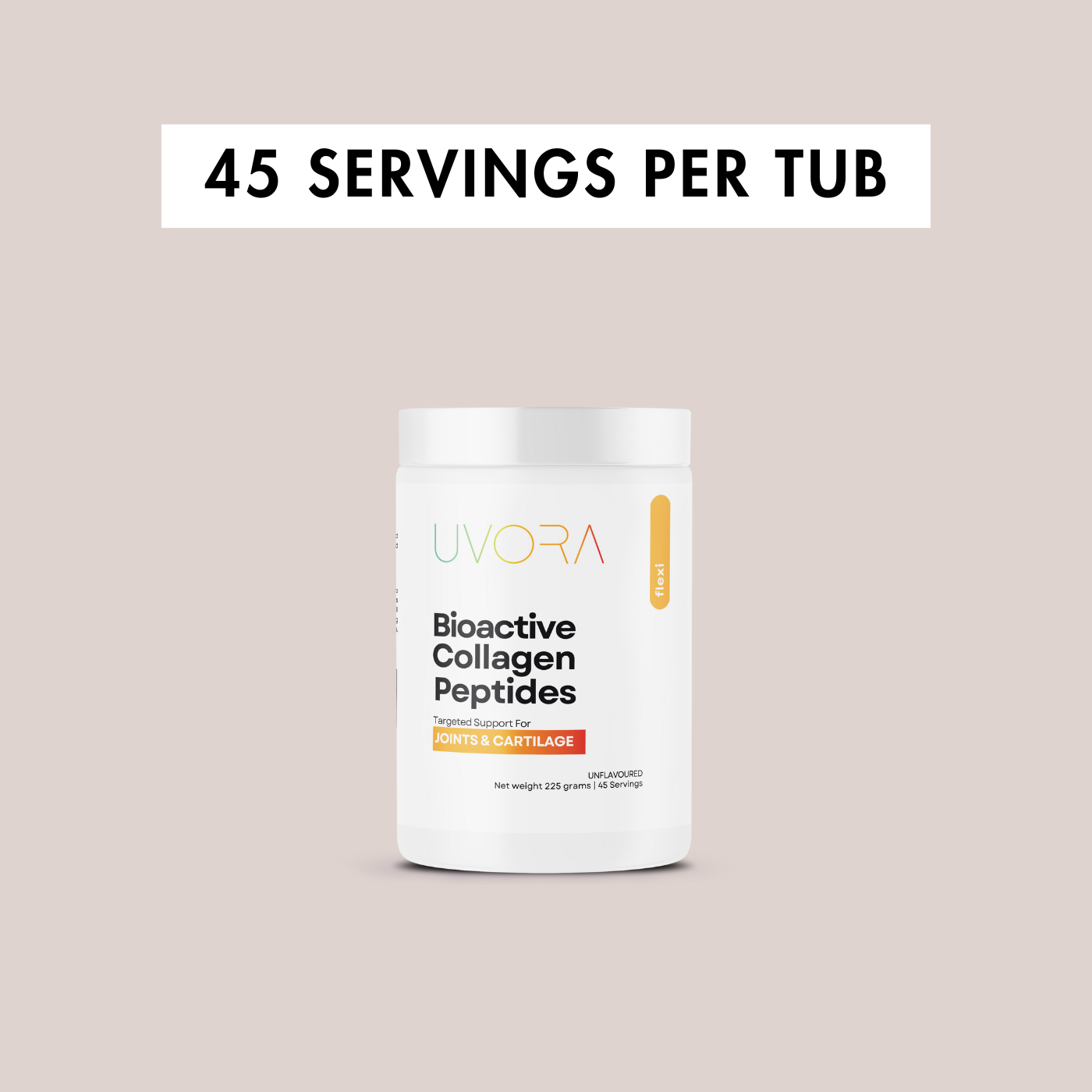 Whether you’re an athlete facing wear and tear or experiencing age-related joint strain, Uvora Flexi is the best collagen for joints.
It reduces stiffness and discomfort, so you can enjoy your favorite activities without holding back. It’s a game-changer for your joint health and recovery.