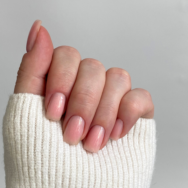 Healthy nails supported by collagen – close-up of hand after using collagen for nails